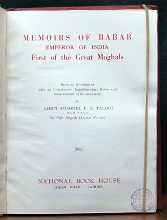 Memoirs of Babar _ Emperor of India - First of the Great Moghals - Title Page