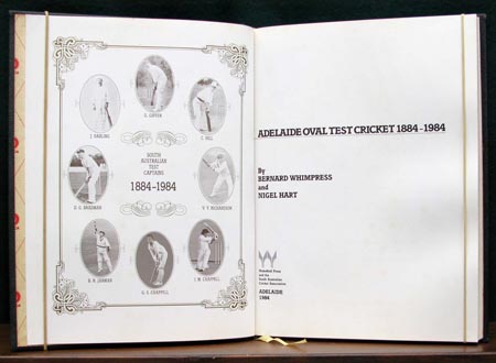 Adelaide Oval Test Cricket - 1884  - 1984 - Whimpress & Hart - Title Page
