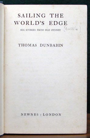 Sailing The World's Edge - Thomas Dunbabin - Title Page