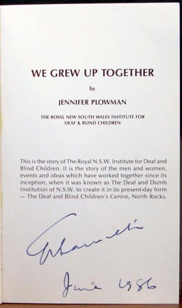 We Grew Up Together - Jennifer Plowman  Sir Garfield Barwick Signature