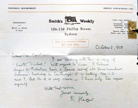 Earth Visitors - Kenneth Slessor - Letter