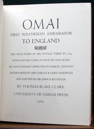 Omai - First Polynesian Ambassador to England - Title Page