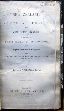 Travels in NZ & S.A. & NSW - Jameson - Title Page